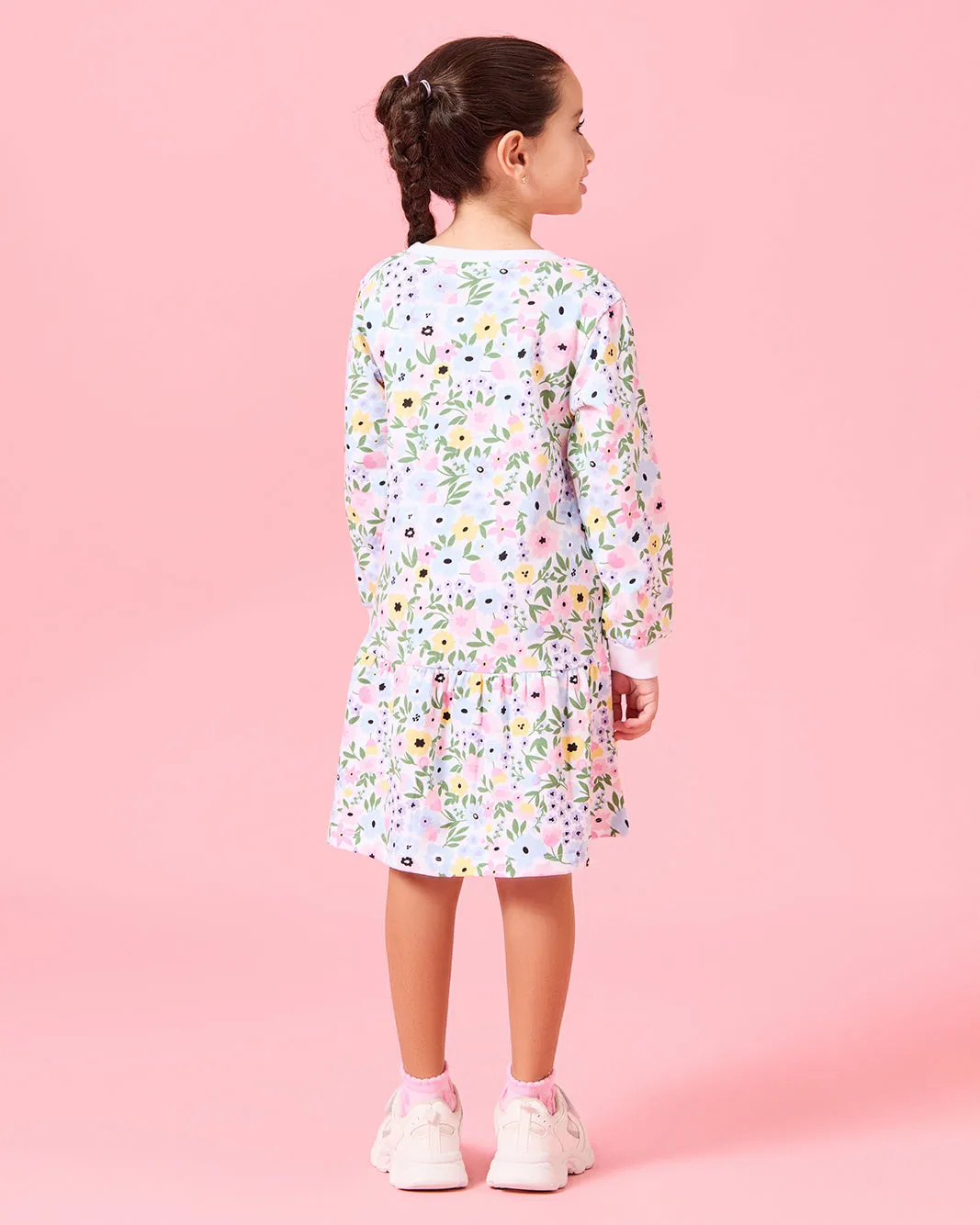 Girls White Floral Printed Dress sold by Redtag product image thumbnail 3