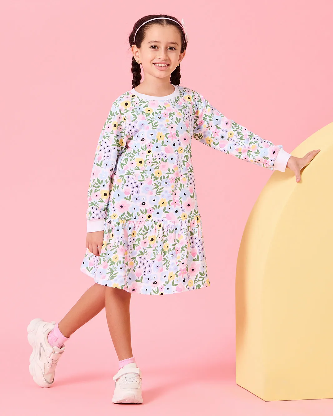 Girls White Floral Printed Dress sold by Redtag product image thumbnail 4