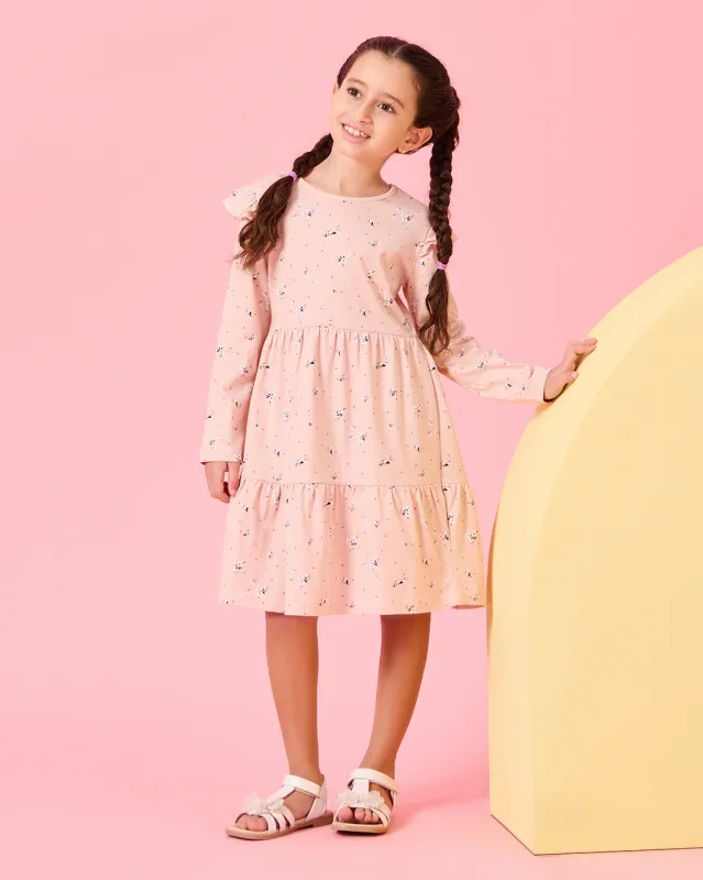 Girls Pink Floral Printed Dress sold by Redtag