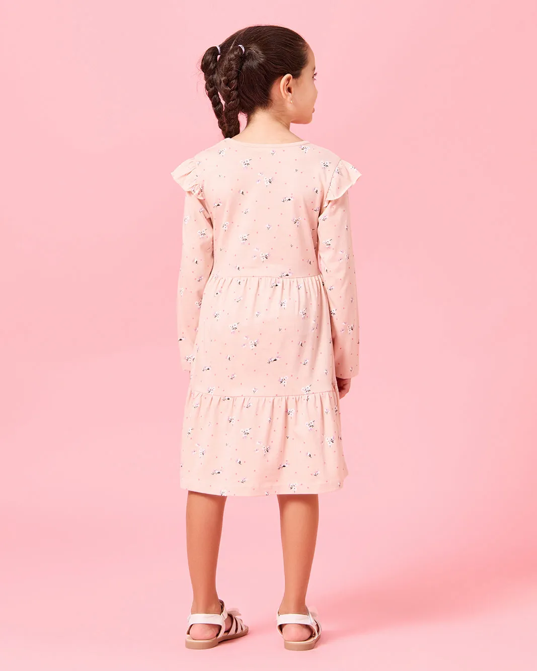 Girls Pink Floral Printed Dress sold by Redtag product image thumbnail 3