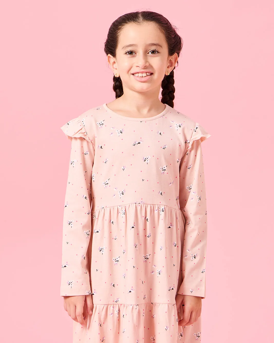 Girls Pink Floral Printed Dress sold by Redtag product image thumbnail 2