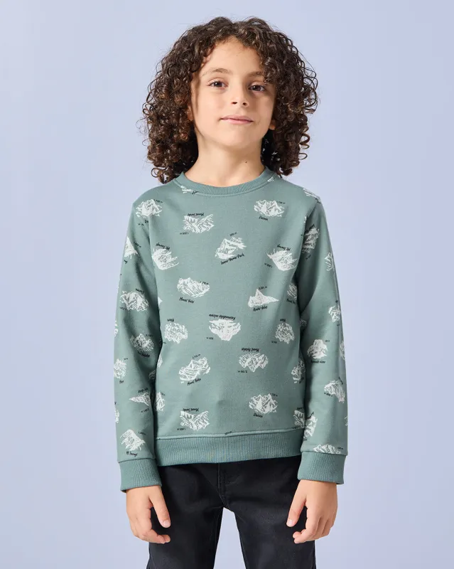 Boys Green Printed Sweatshirt sold by Redtag