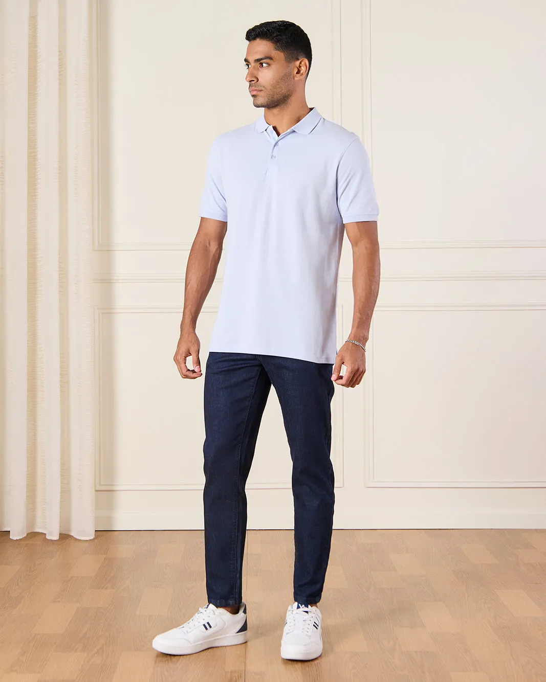 Men Blue Basic Polo Shirt sold by Redtag product image thumbnail 2