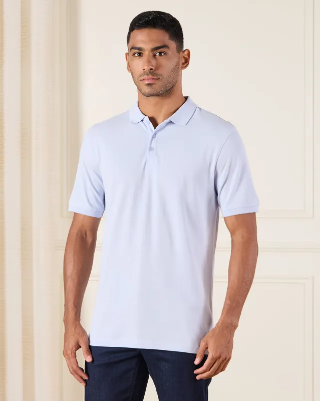 Men Blue Basic Polo Shirt sold by Redtag