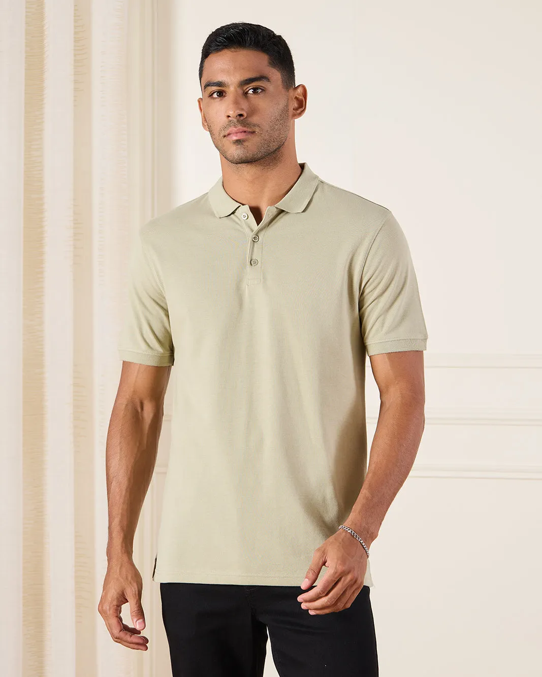 Men Green Basic Polo Shirt sold by Redtag