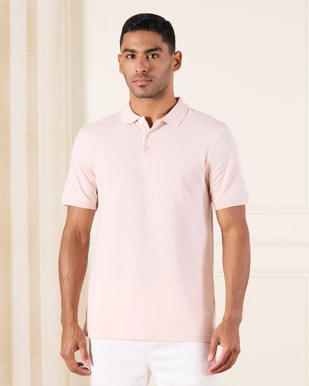 Men Pink Basic Polo Shirt sold by Redtag