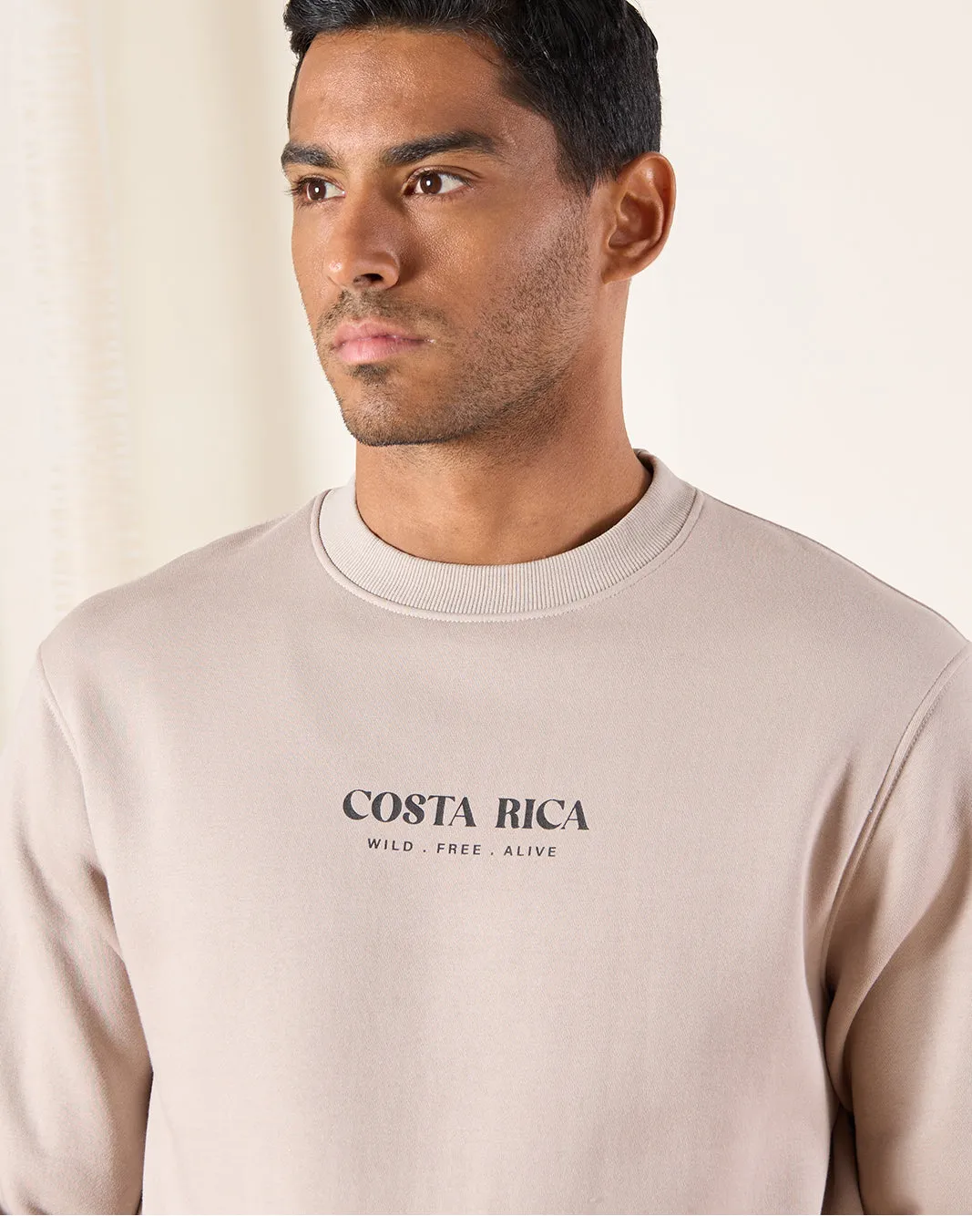 Men Beige Graphic Crew Neck Sweatshirt sold by Redtag product image thumbnail 4