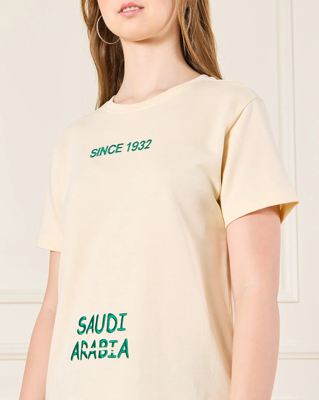 Senior Girls Beige KSA Embroidery T-Shirt sold by Redtag product image thumbnail 4