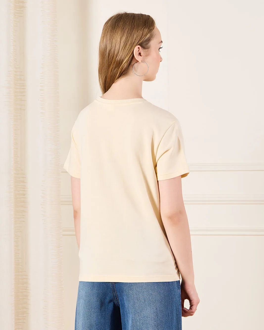 Senior Girls Beige KSA Embroidery T-Shirt sold by Redtag product image thumbnail 3