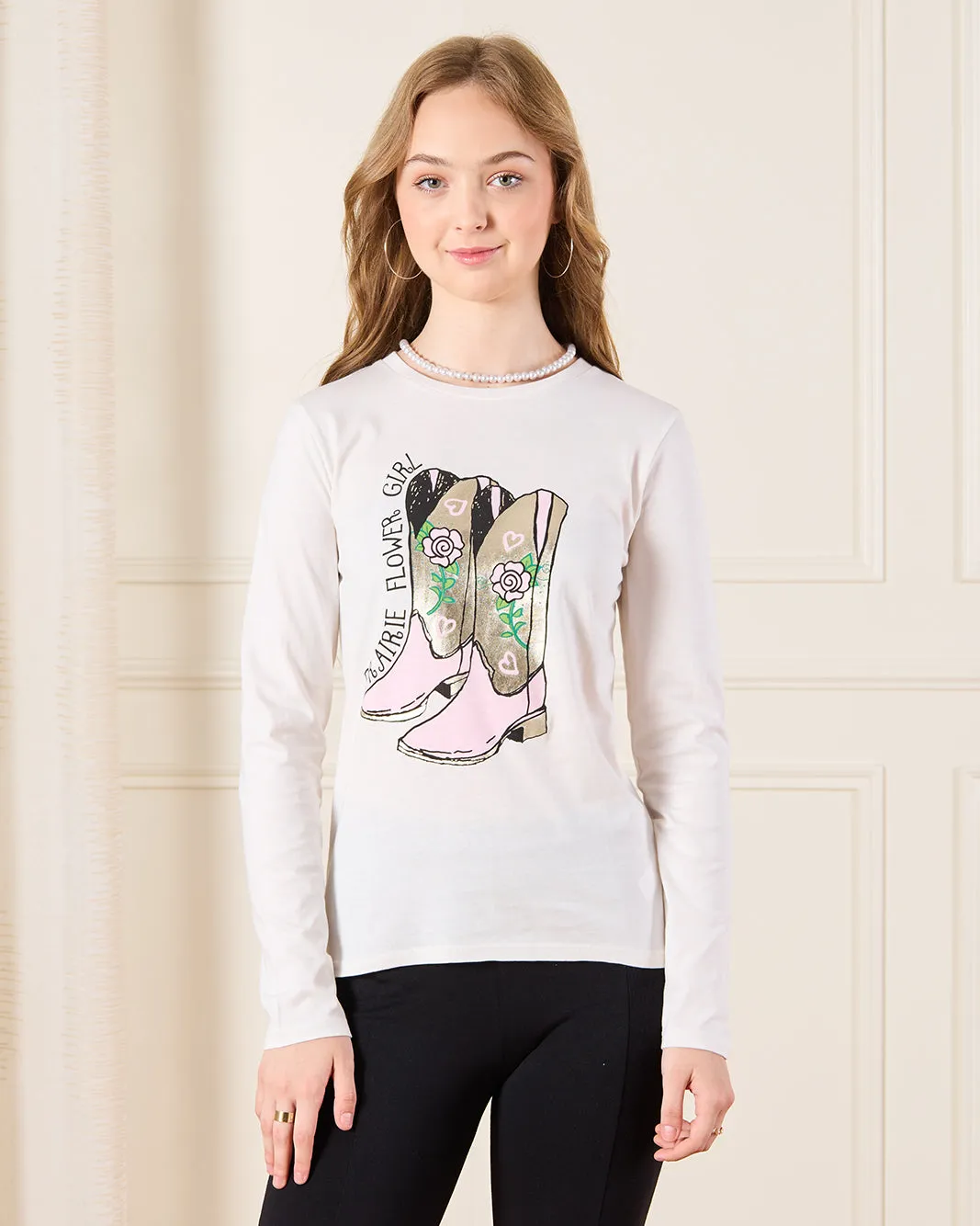 Senior Girls White Shoe Print T-Shirt sold by Redtag