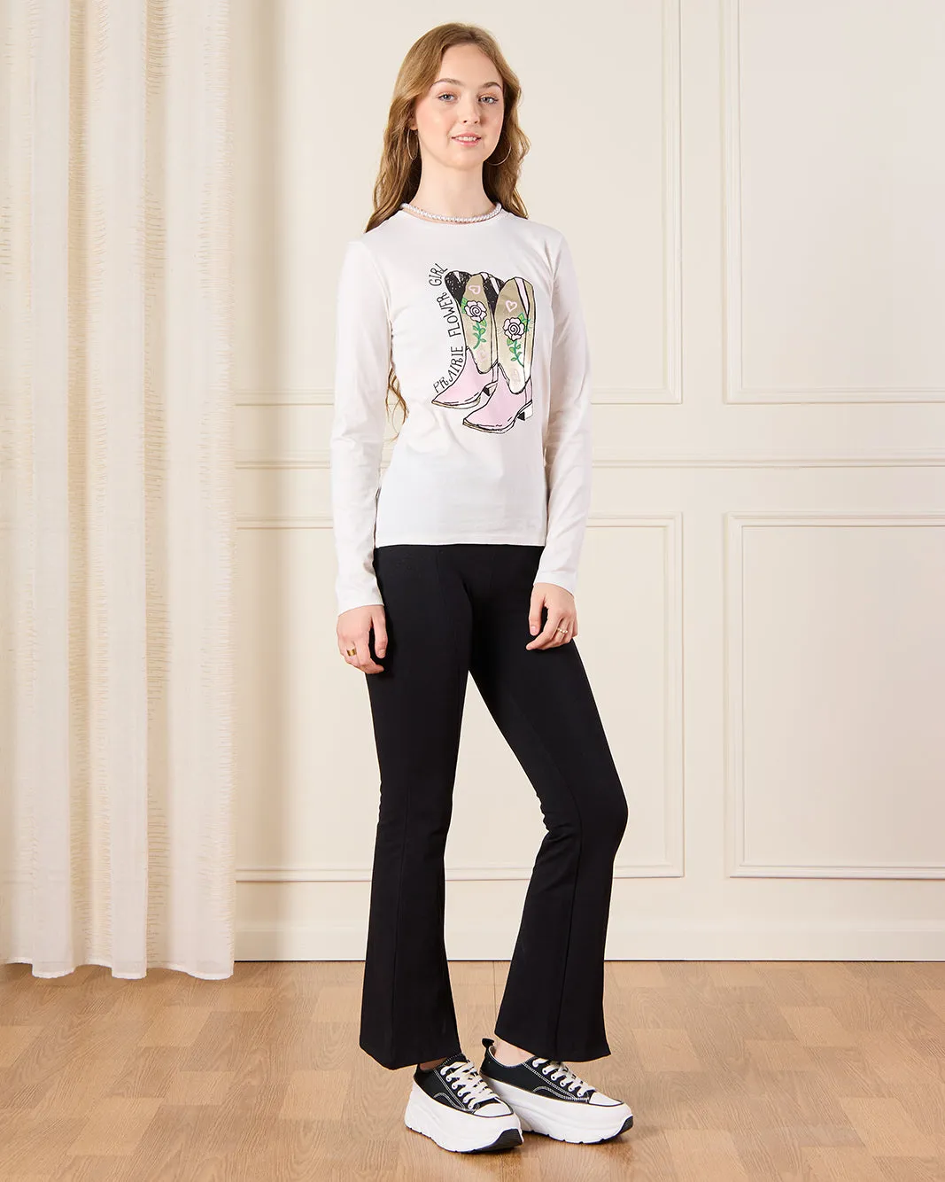 Senior Girls White Shoe Print T-Shirt sold by Redtag product image thumbnail 2