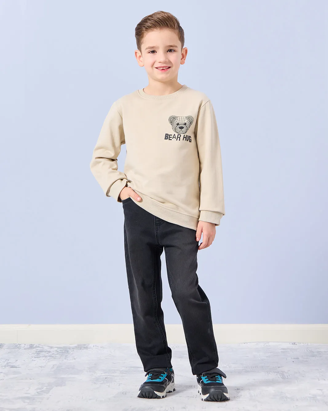 Boys Beige Bear Print Sweatshirt sold by Redtag product image thumbnail 2
