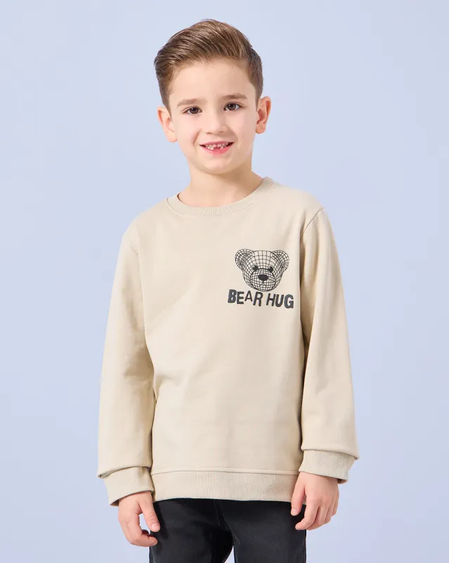 Boys Beige Bear Print  Sweatshirt sold by Redtag