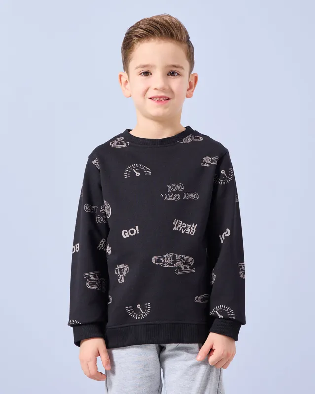 Boys Black Cars Print Sweatshirt sold by Redtag