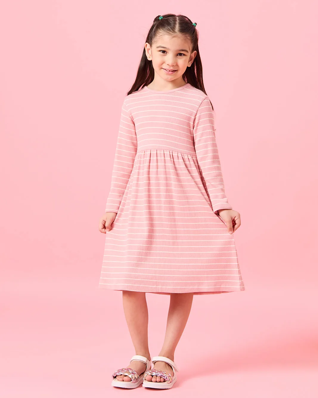 Girls Pink Striped Dress Set (Pack of 2) sold by Redtag product image thumbnail 5