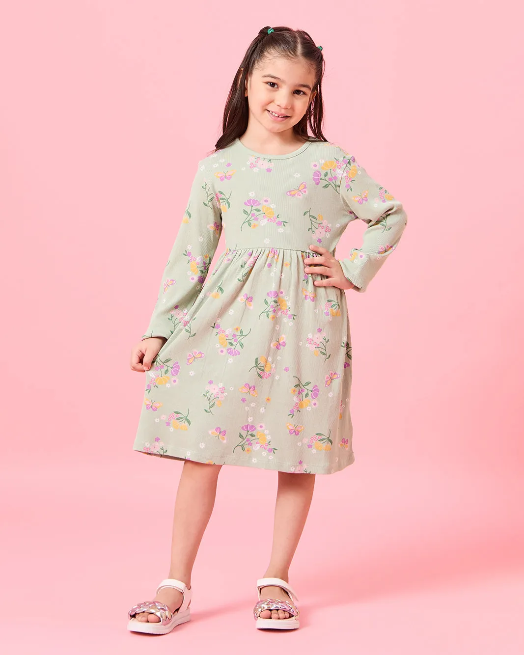 Girls Green And White Printed Dress Set (Pack of 2) sold by Redtag product image thumbnail 2