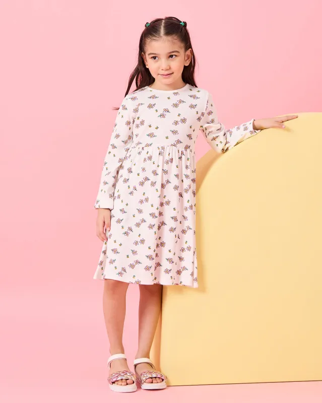 Girls Green And White Printed  Dress Set (Pack of 2) sold by Redtag