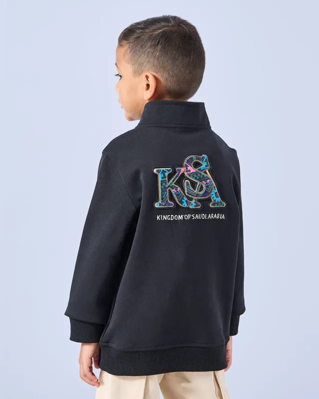 Boys Black Embroidered Sweatshirt sold by Redtag