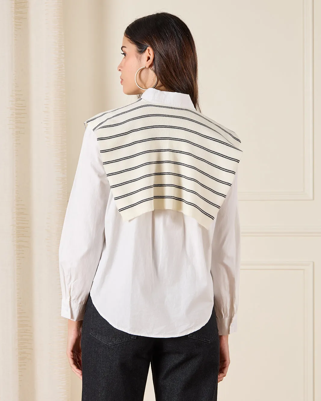 Women Ivory Button Down Collared Blouse With Scarf sold by Redtag product image thumbnail 4