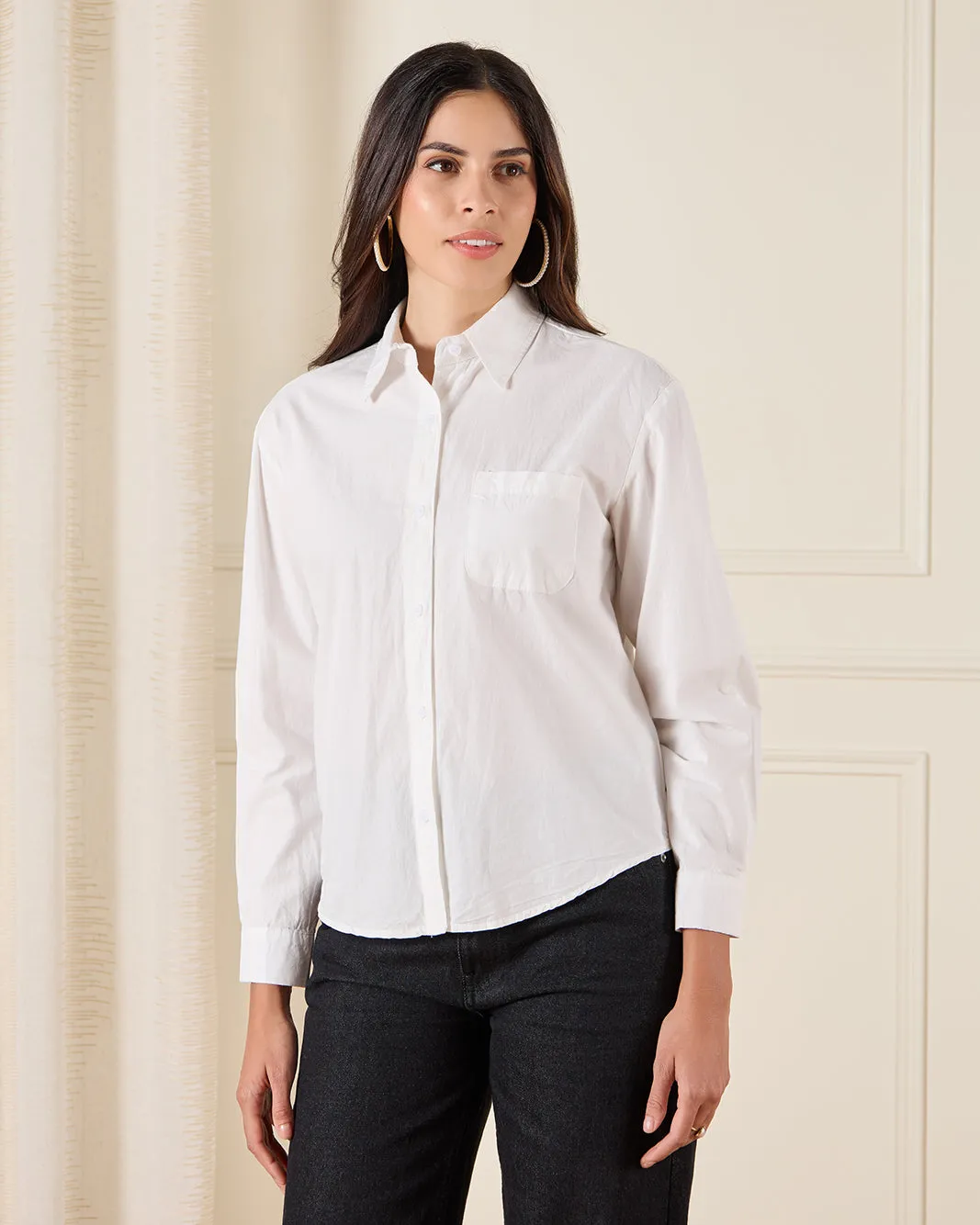 Women Ivory Button Down Collared Blouse With Scarf sold by Redtag product image thumbnail 3