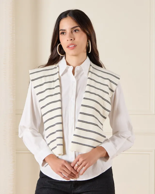 Women Ivory Button Down Collared Blouse With Scarf sold by Redtag