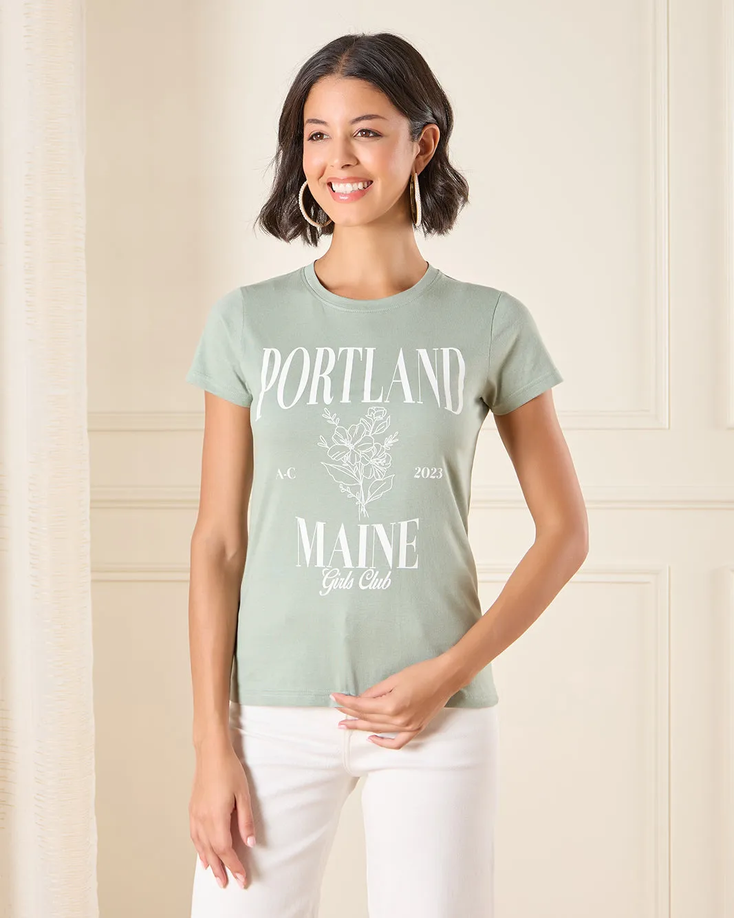 Women Green Printed T-Shirt sold by Redtag