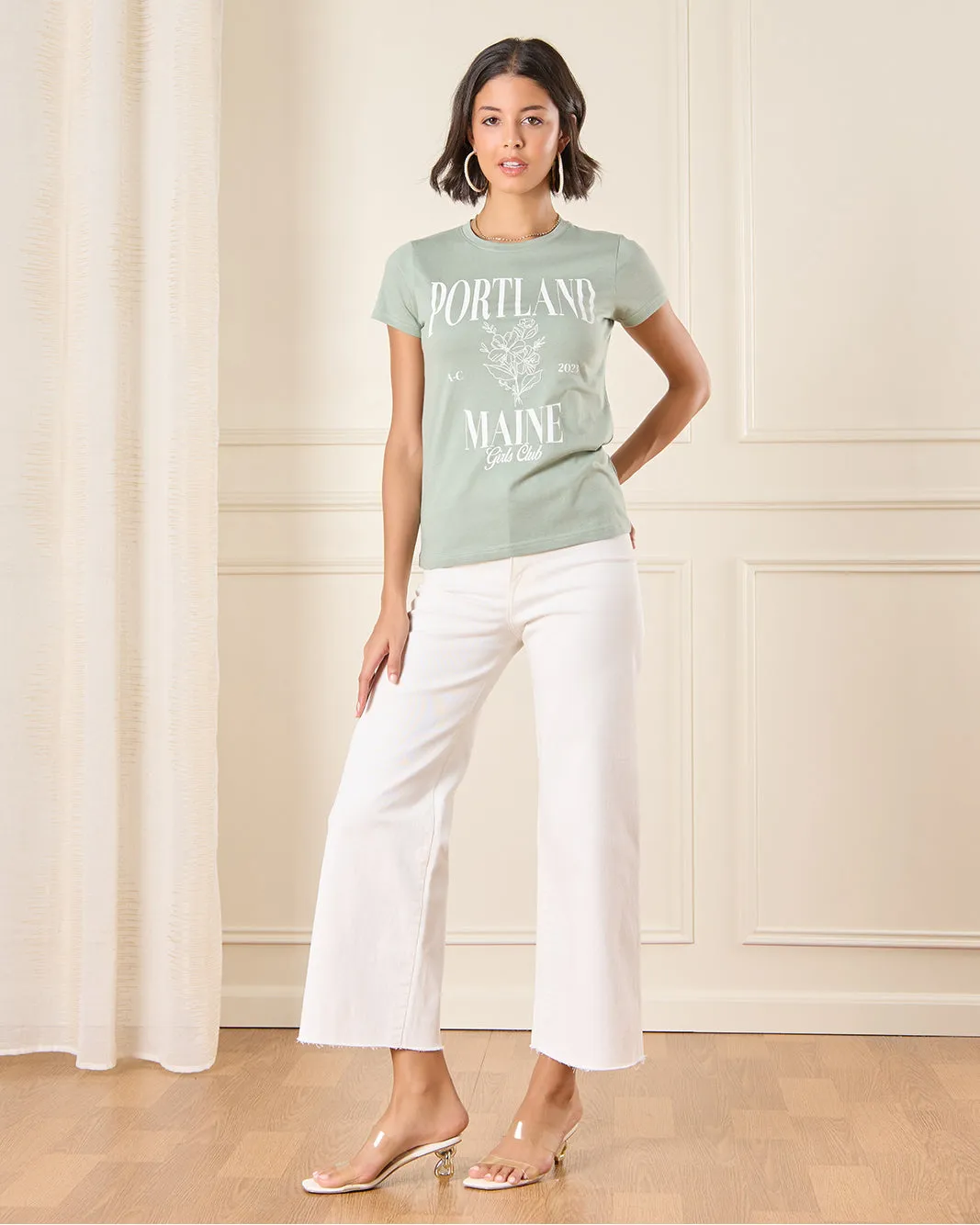 Women Green Printed T-Shirt sold by Redtag product image thumbnail 2