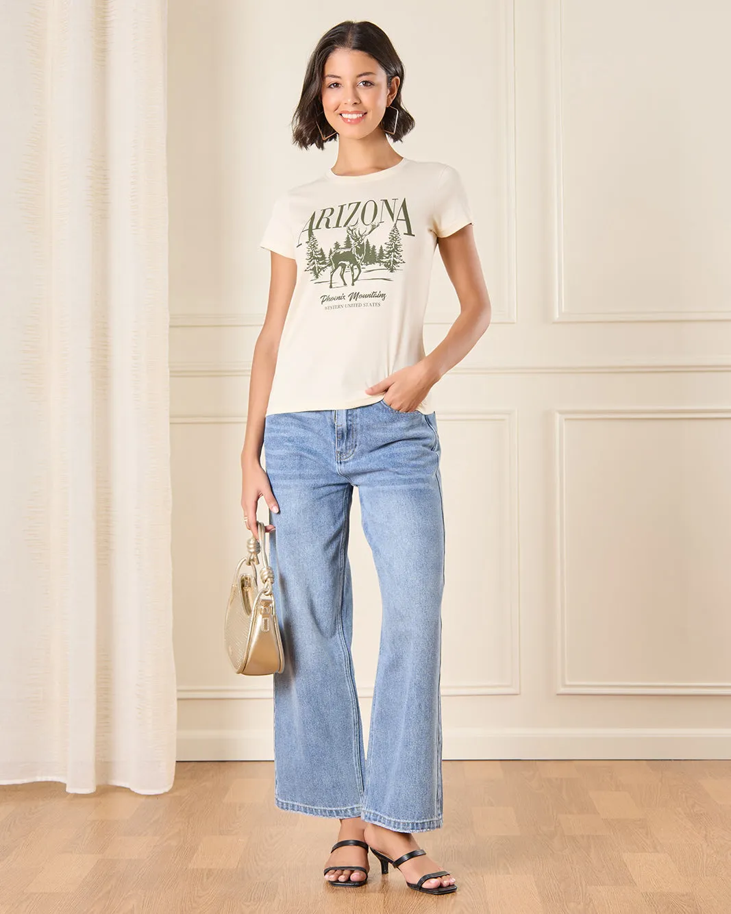 Women Ivory Printed T-Shirt sold by Redtag product image thumbnail 2