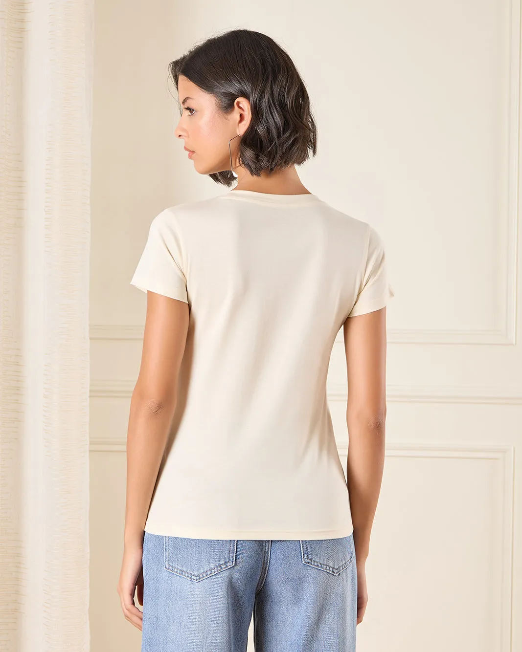 Women Ivory Printed T-Shirt sold by Redtag product image thumbnail 3