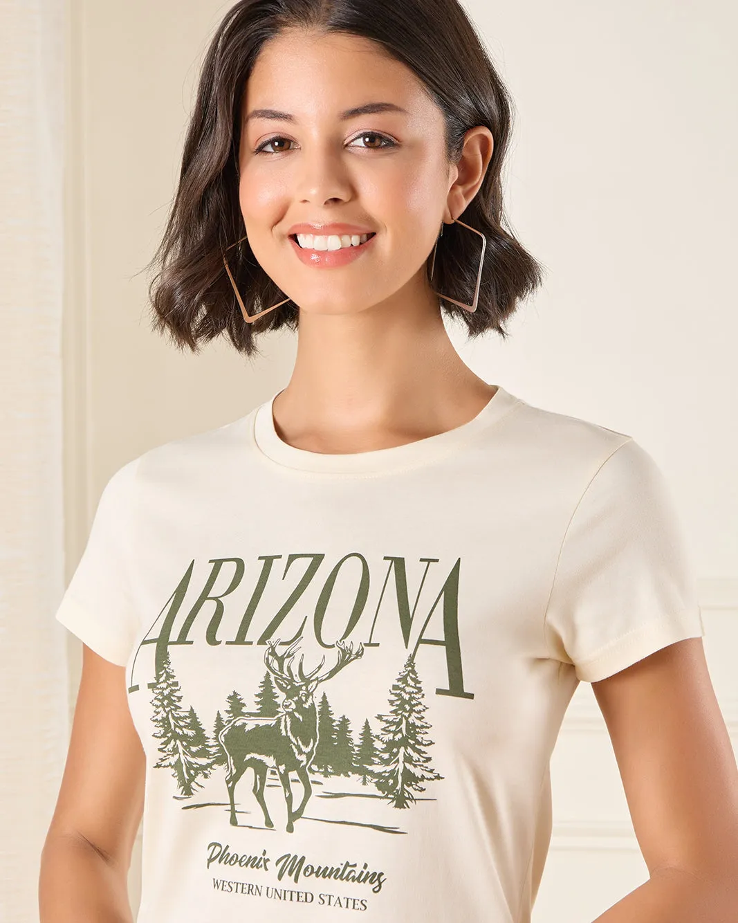 Women Ivory Printed T-Shirt sold by Redtag product image thumbnail 4
