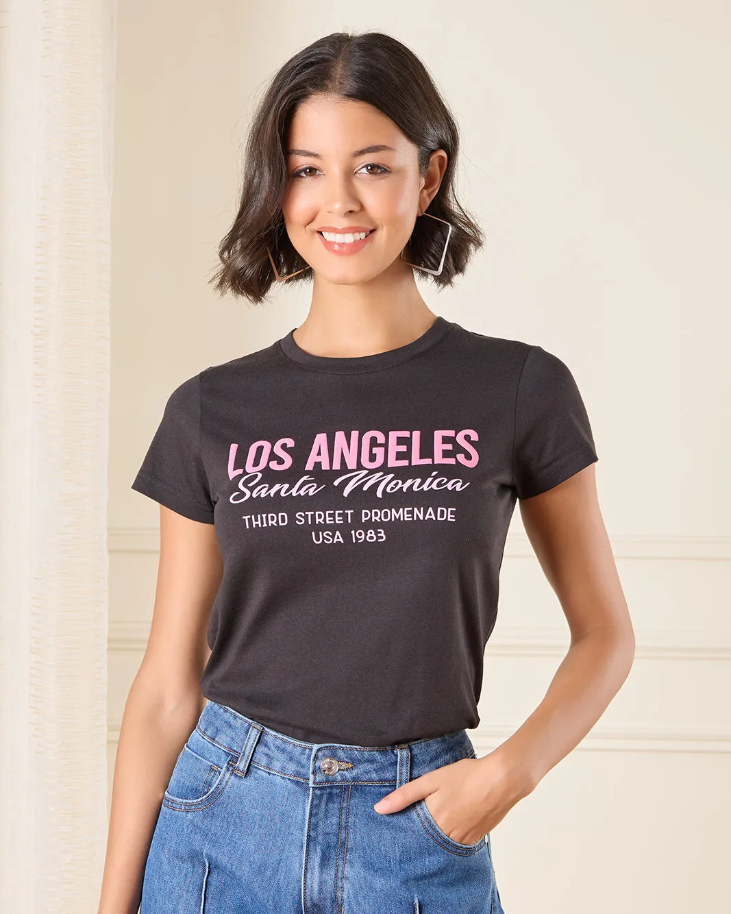 Women Black Printed T-Shirt sold by Redtag