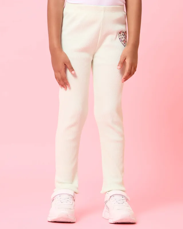 Girls Ivory Heart Print Slim Fit Leggings sold by Redtag