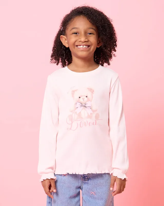 Girls Pink Teddy Printed T-Shirt sold by Redtag