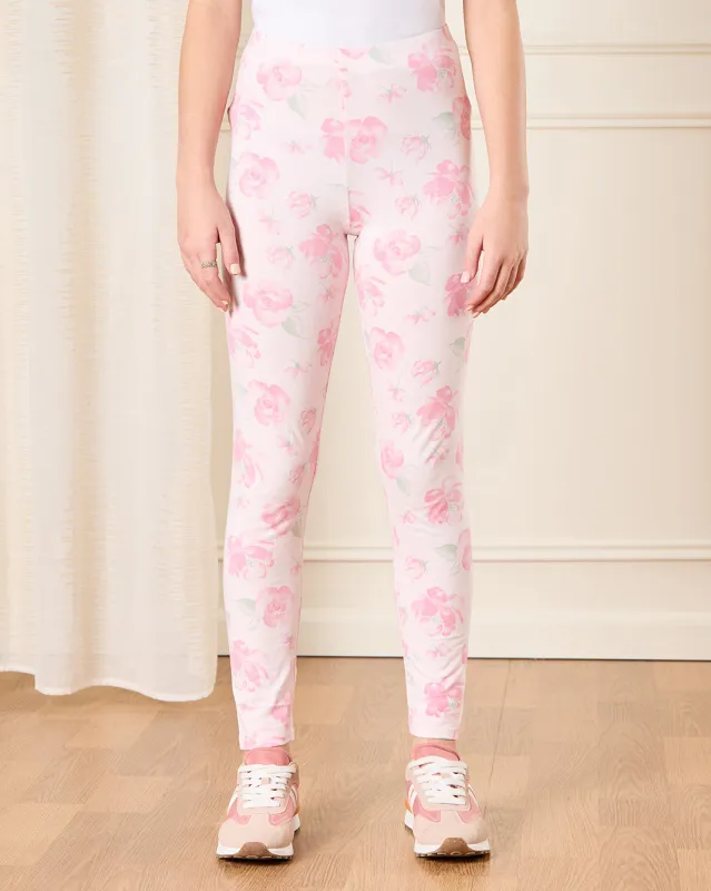 Senior Girls Pink Rose Print Leggings sold by Redtag