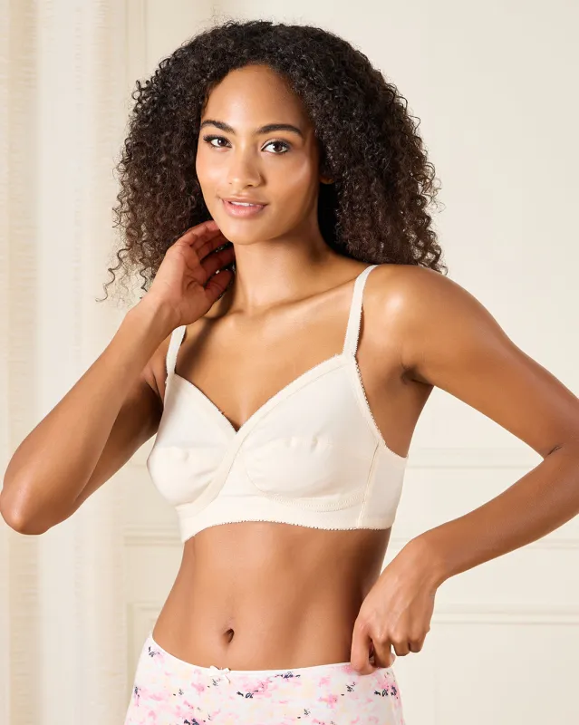 Women Cream And Pink Non Padded Bra Set (Pack of 2) sold by Redtag