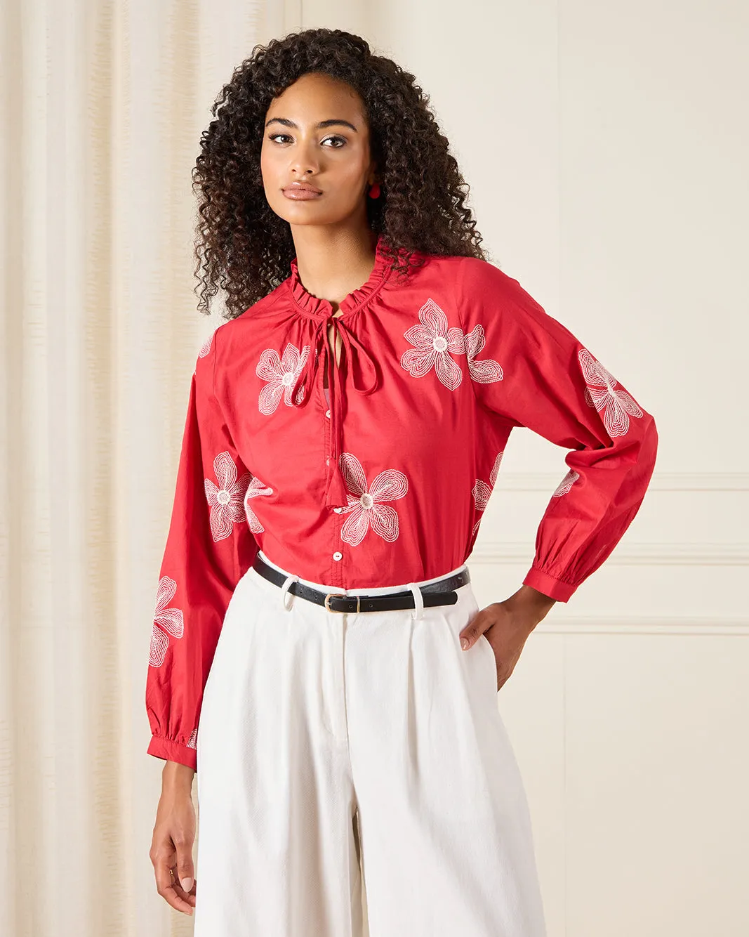 Women Red Embroidered Blouse sold by Redtag