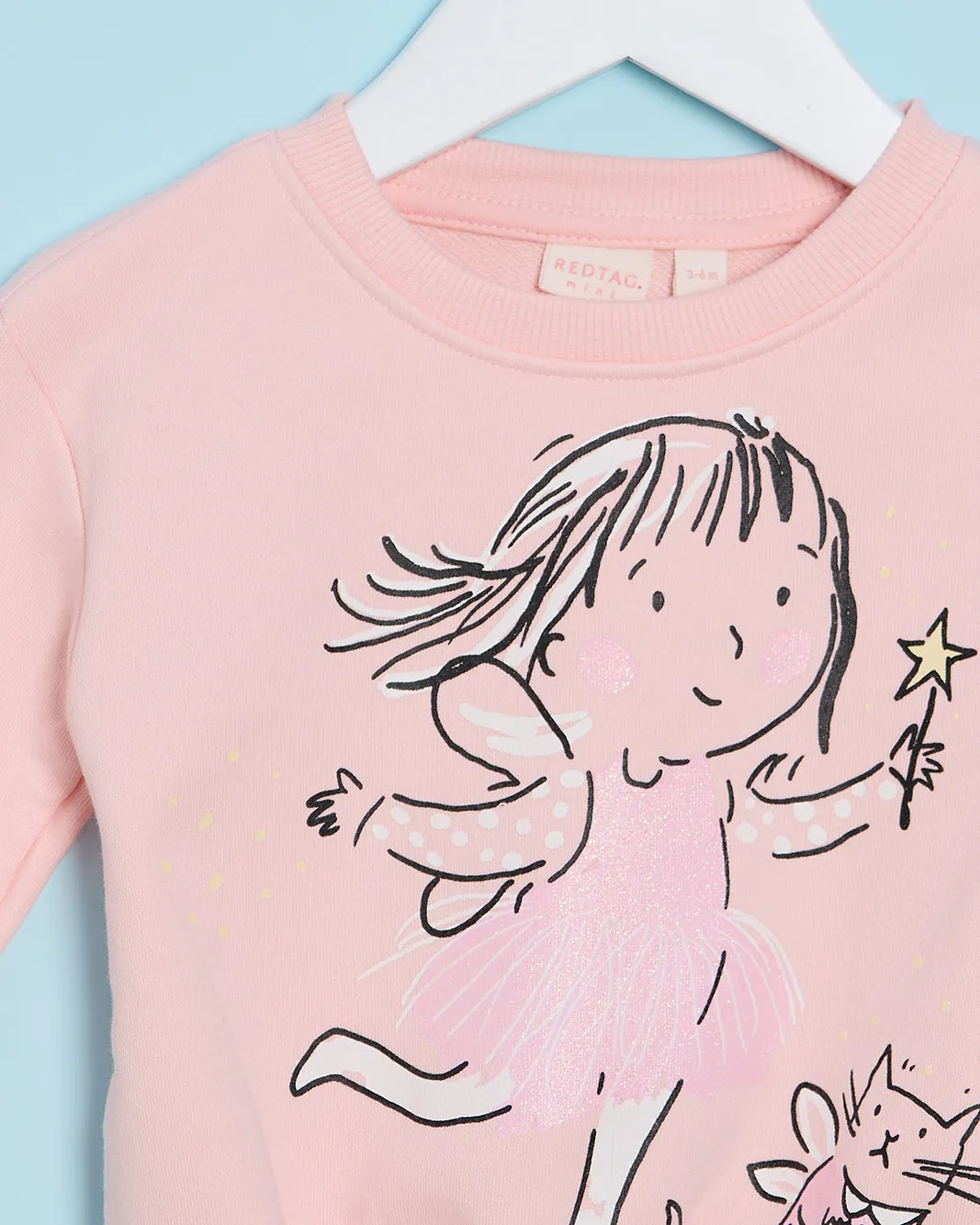 Infant Girls Pink Fairy Placement Print Sweatshirt sold by Redtag product image thumbnail 3
