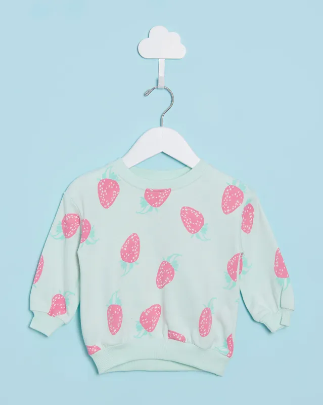 Infant Girls Mint All Over Print Strawberry Sweatshirt sold by Redtag