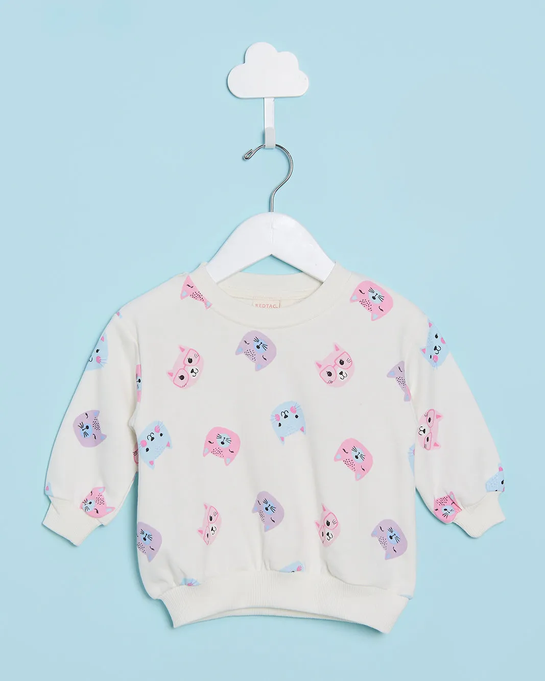 Infant Girls White All Over Print Sweatshirt sold by Redtag