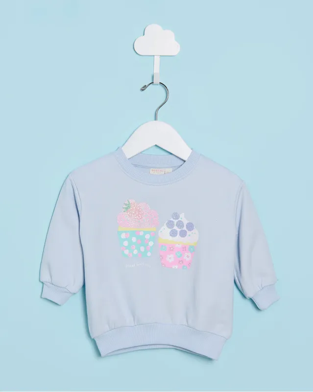 Infant Girls Blue Cupcake Print Sweatshirt sold by Redtag