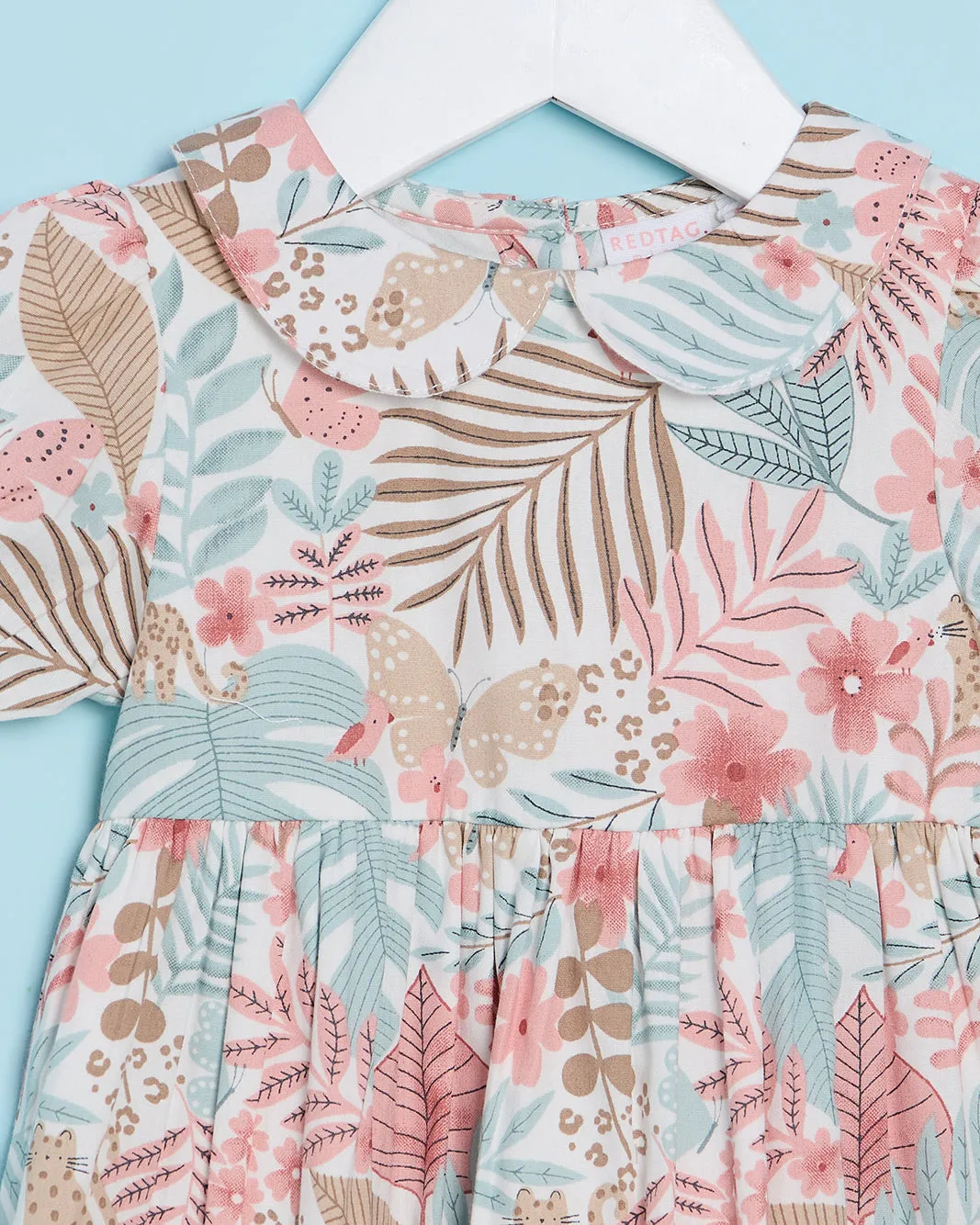 Infant Girls White Tropical All Over Print Poplin Dress sold by Redtag product image thumbnail 2