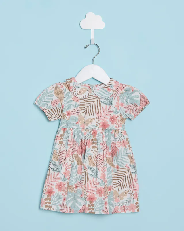Infant Girls White Tropical All Over Print Poplin Dress sold by Redtag