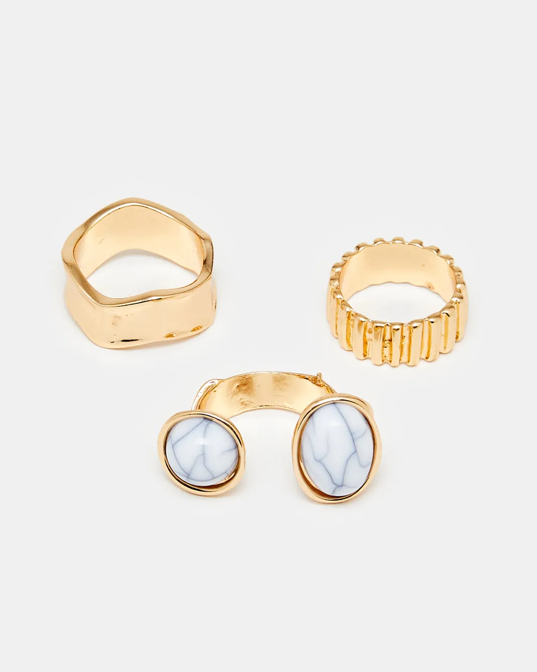 Women Gold Embellished Ring Set (3 Piece) sold by Redtag