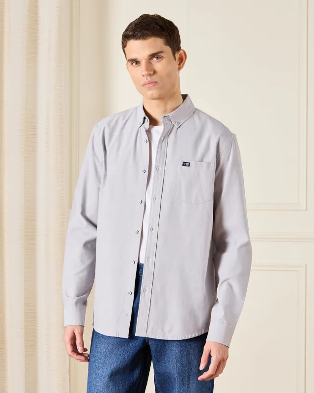 Men Grey Button Down Oxford Shirt sold by Redtag