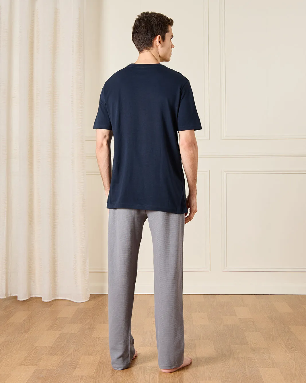 Men Navy And Grey Pyjama Set (2 Piece) sold by Redtag product image thumbnail 4