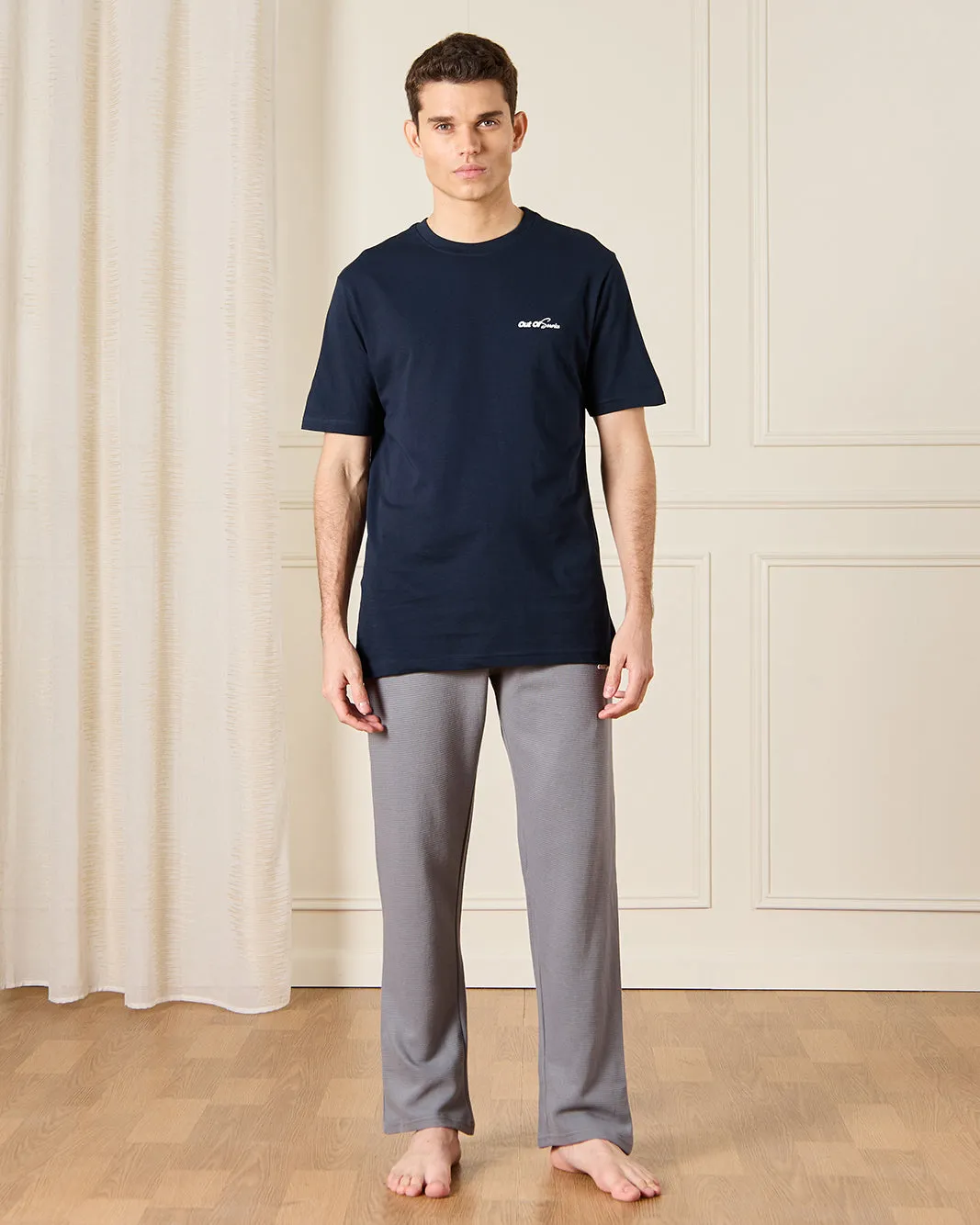 Men Navy And Grey Pyjama Set (2 Piece) sold by Redtag