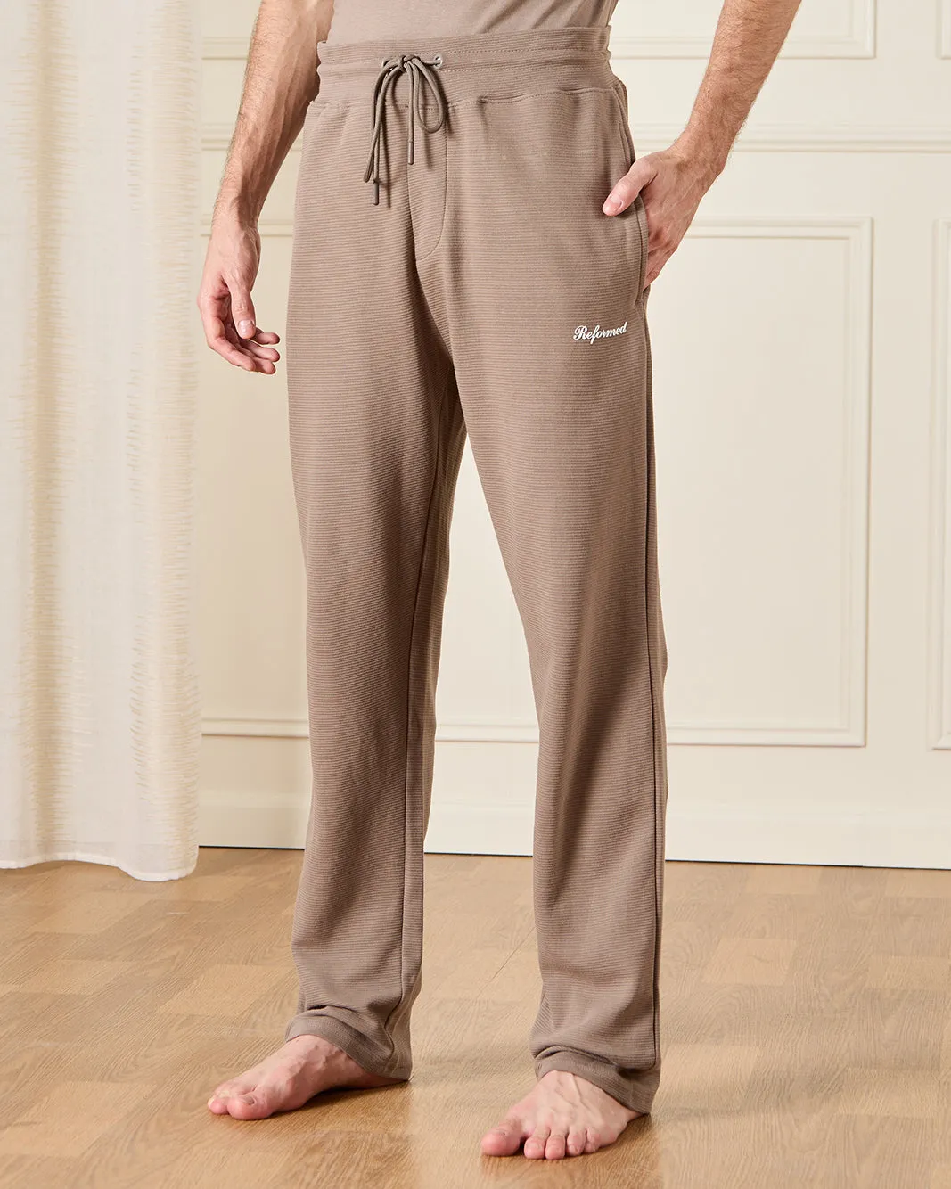 Men Beige Solid Pyjama Set (2 Piece) sold by Redtag product image thumbnail 3