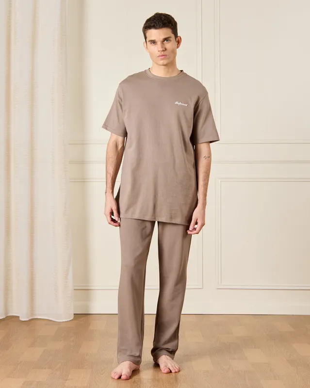 Men Beige Solid Pyjama Set (2 Piece) sold by Redtag
