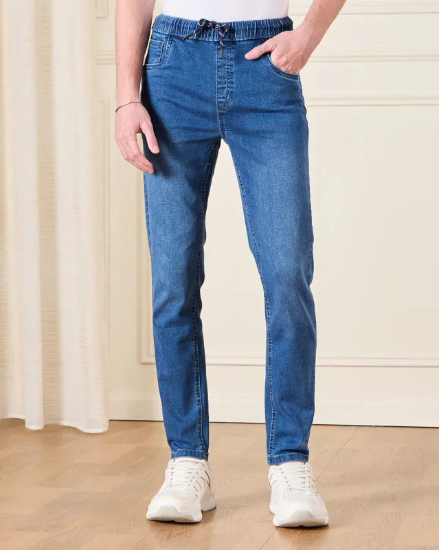 Senior Boys Blue Pull-on Jeans sold by Redtag