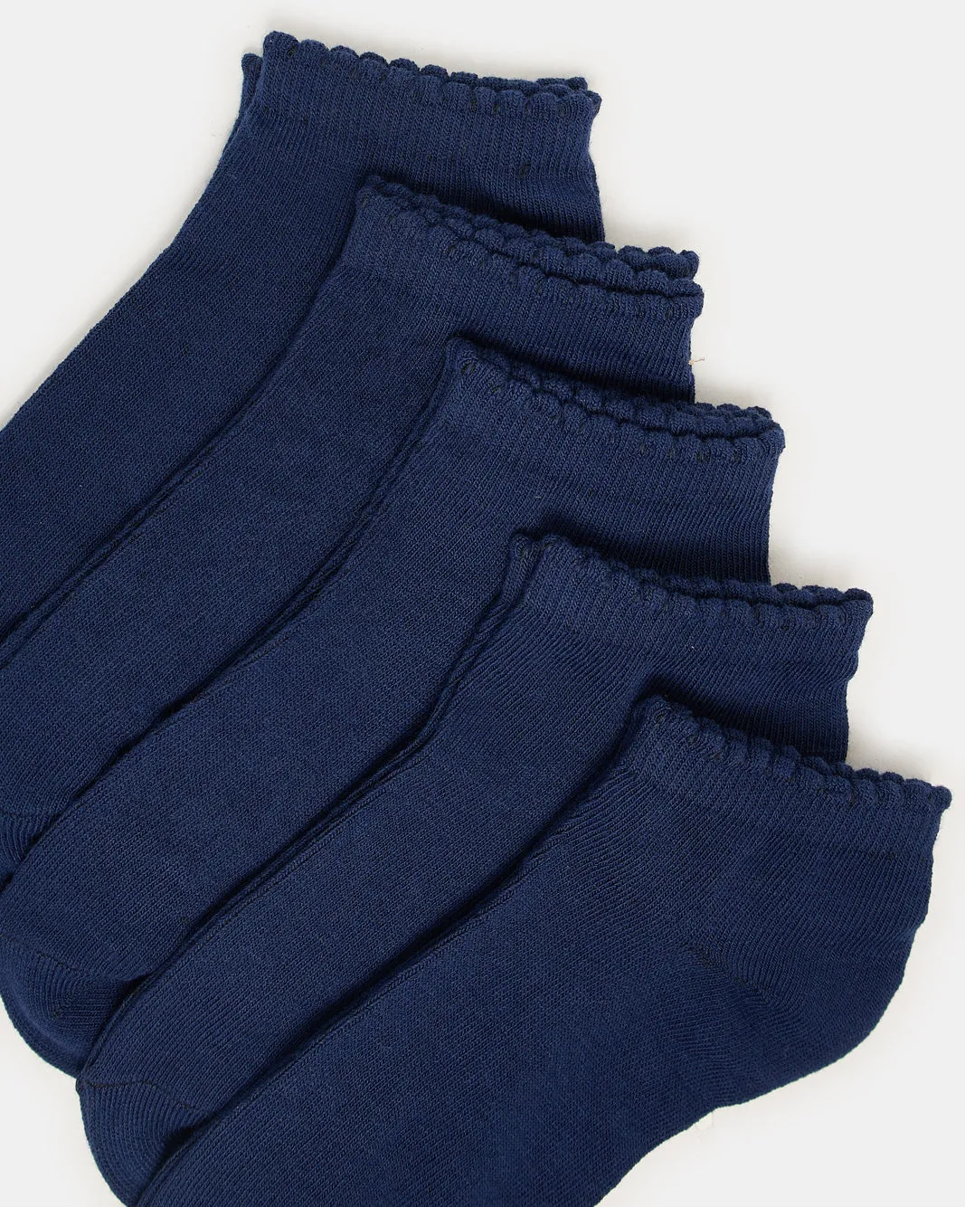 Senior Girls Navy Low Ankle Socks With Scallop Welt Edge (5 Pairs) sold by Redtag product image thumbnail 2